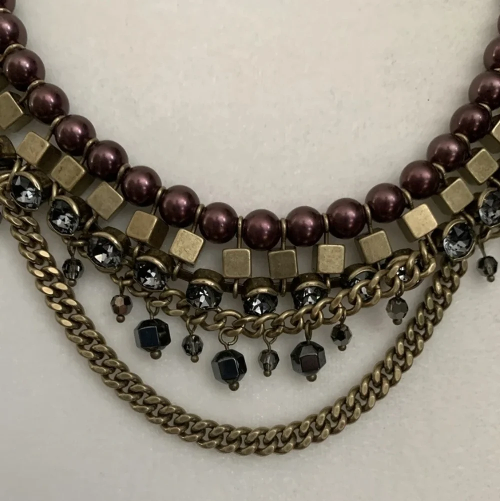 Silpada Blue Violet Necklace Glass Pearls Hematite Crystals KRN0033 18”